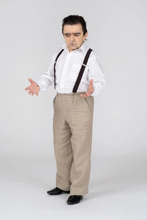 Middle-aged man looking down and gesturing