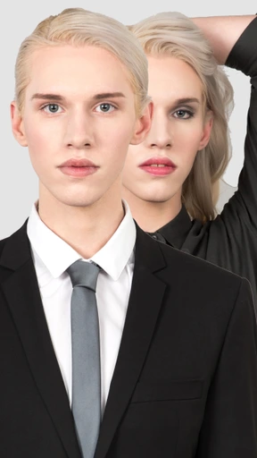 A man and a woman in a suit