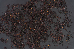 Some of black rice in the dark