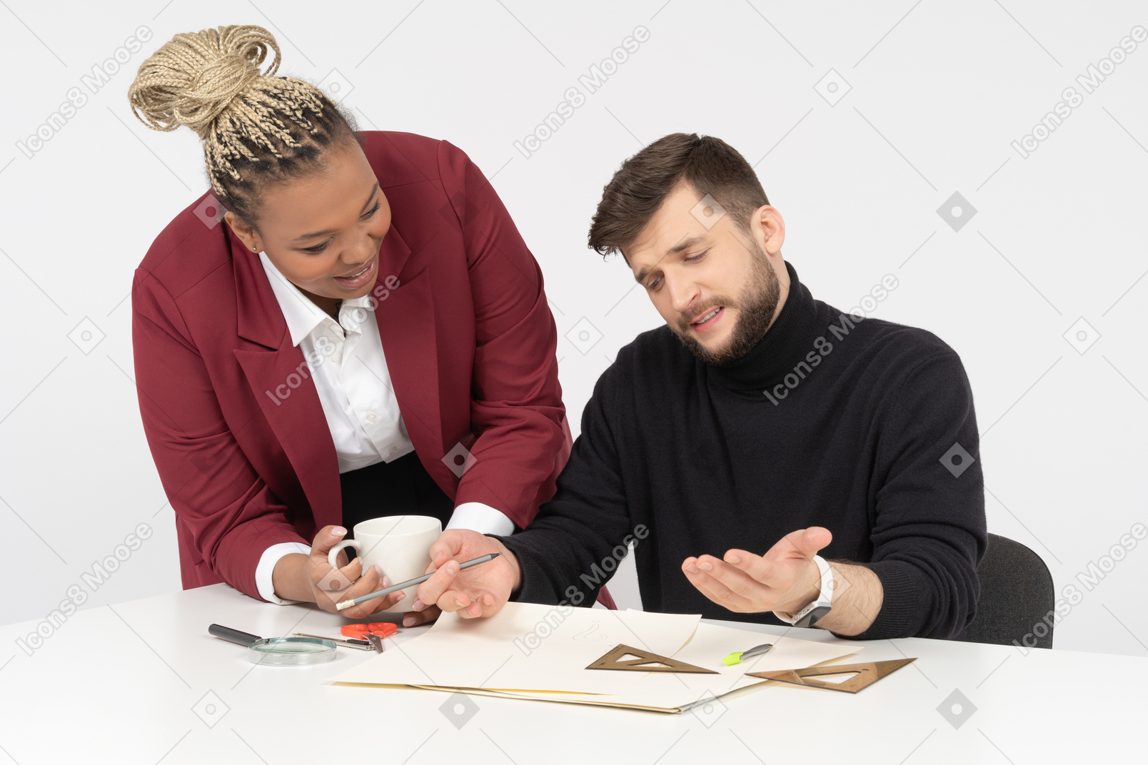 Office worker presenting report to the manager