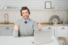 Support worker giving thumbs up