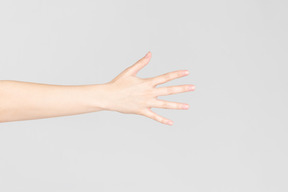 Side look of woman's hand with fingers open
