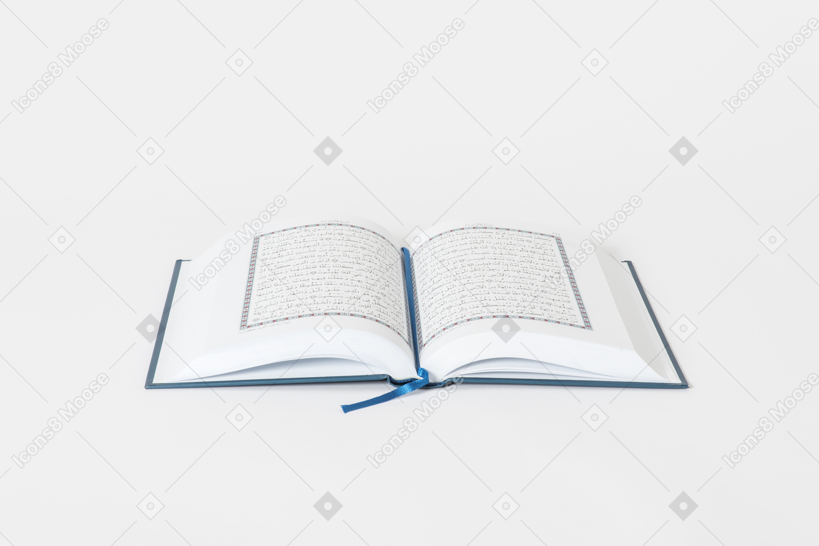 Open koran book on white background