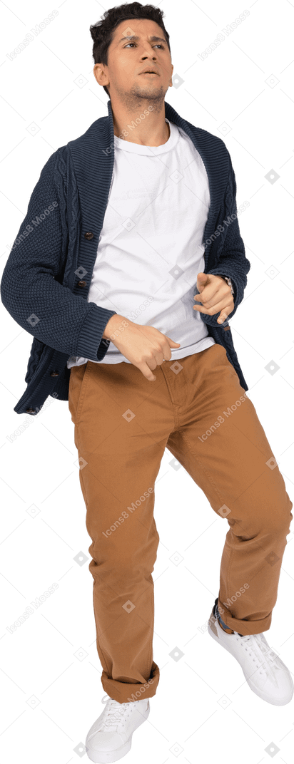Man in casual clothes dancing