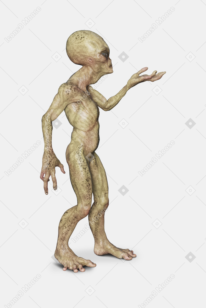 Alien standing with hands up