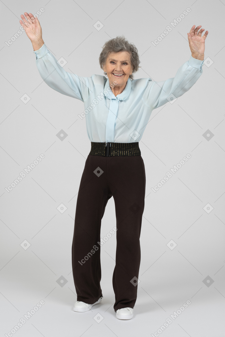 Old lady waving