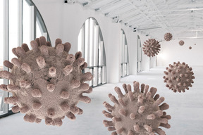 Covid virus spreading around the building