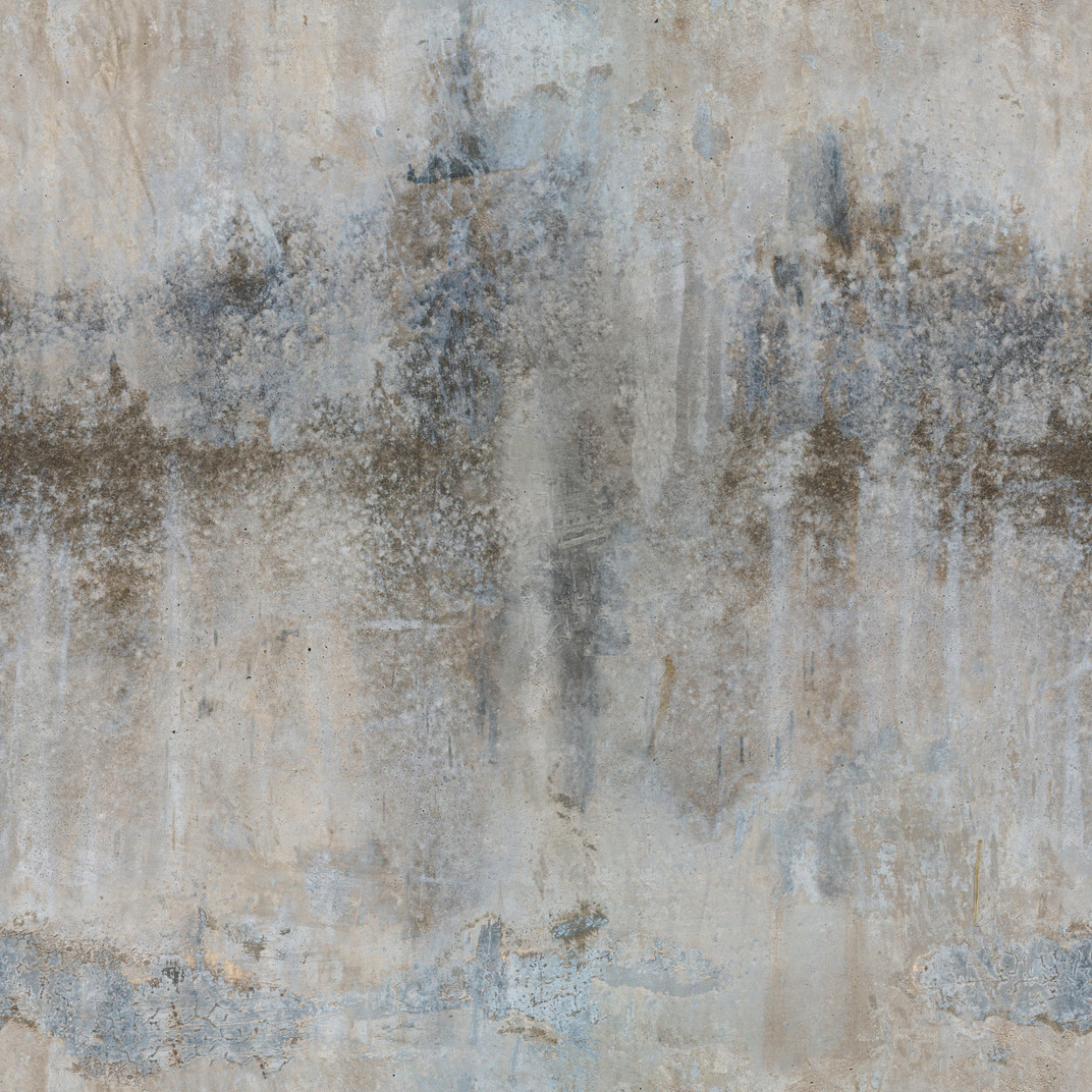 Old gray plaster wall with mold stains