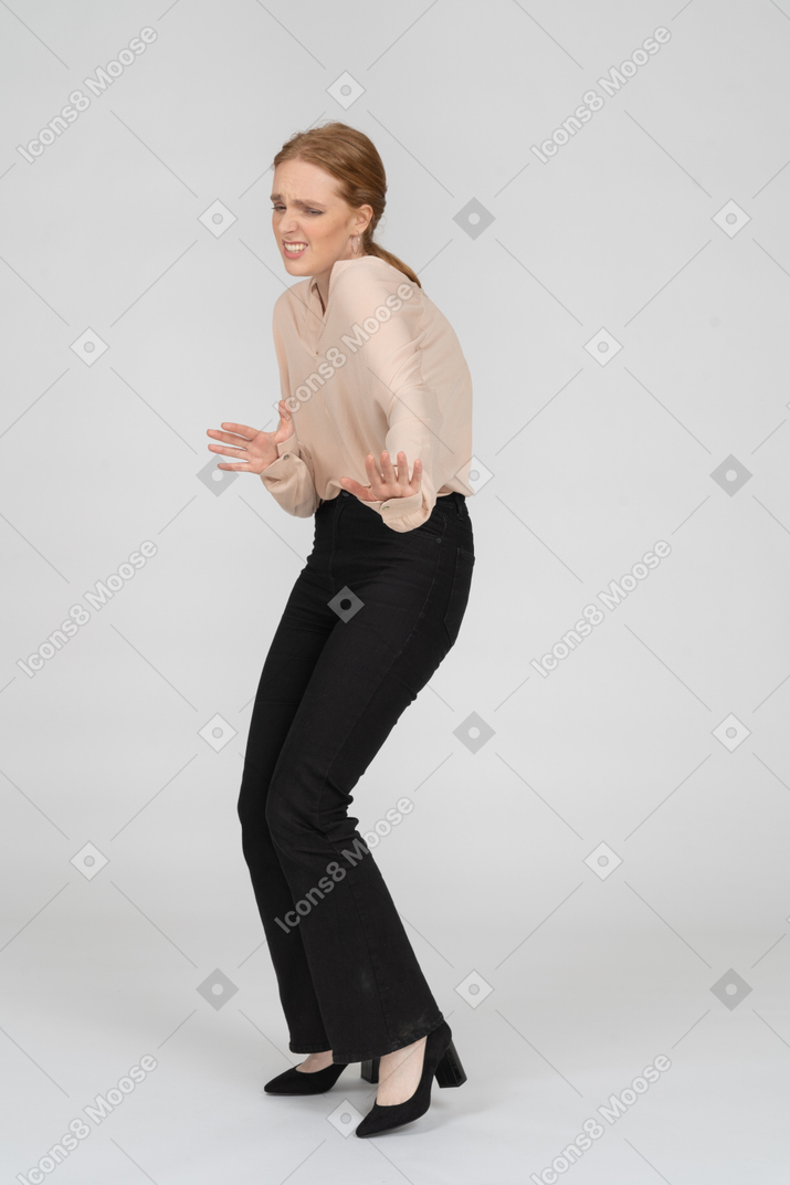 Woman in beautiful blouse dancing