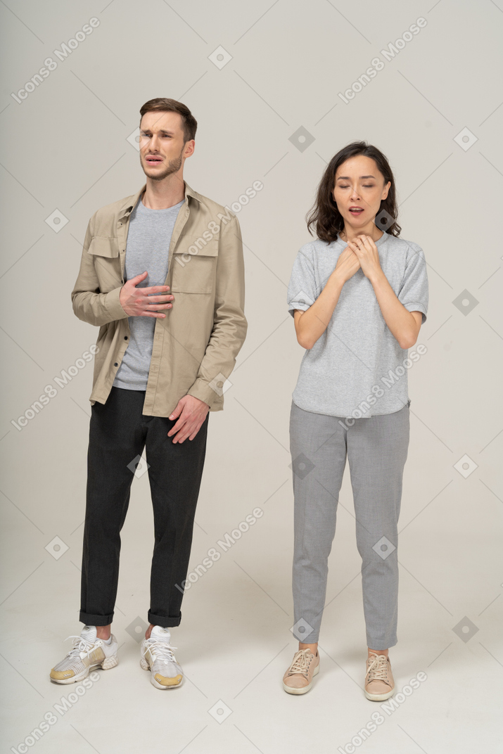 Young couple crying
