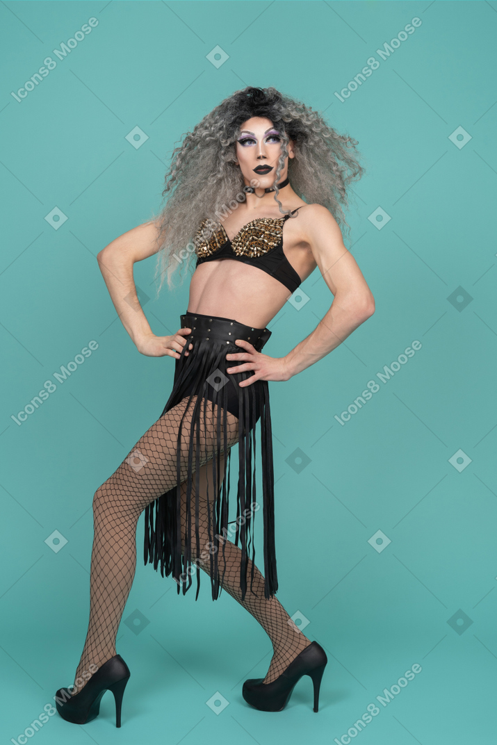 Drag queen posing with hands on hips