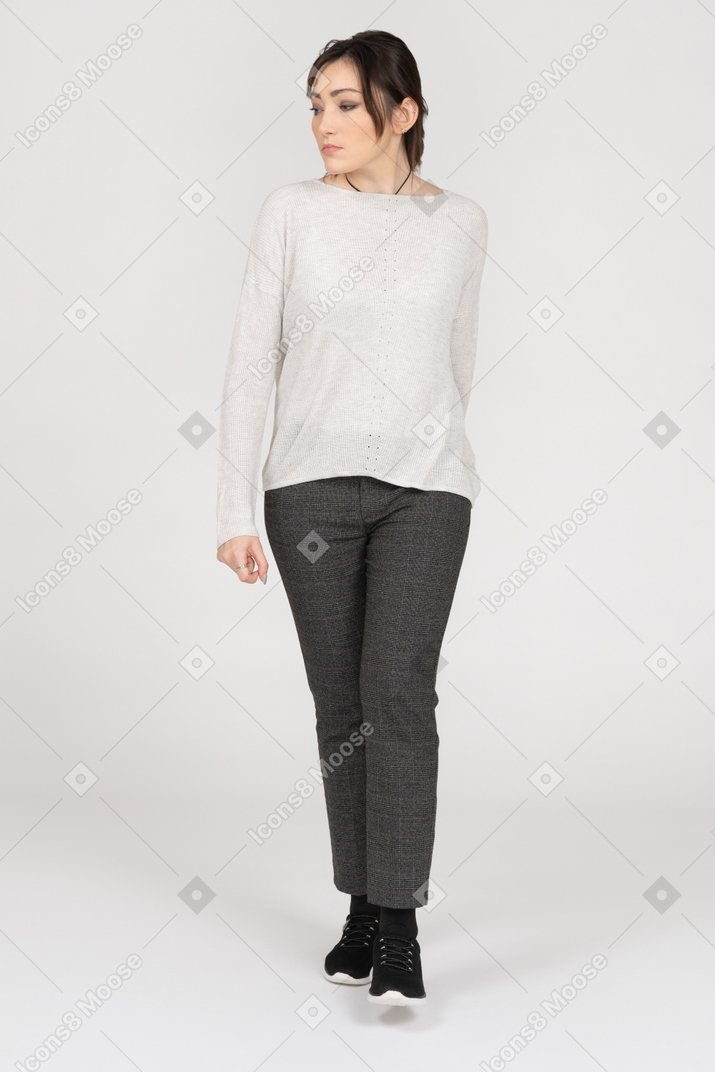 Young caucasian female isolated over white background