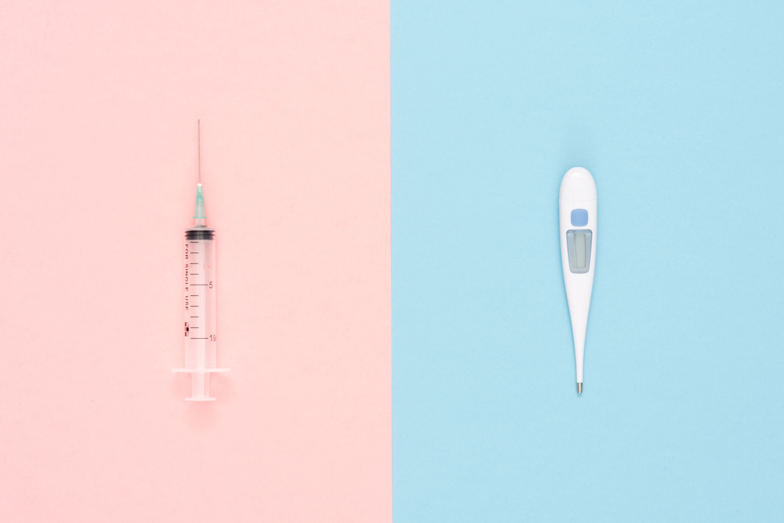 Medical disposable syringe and digital thermometer