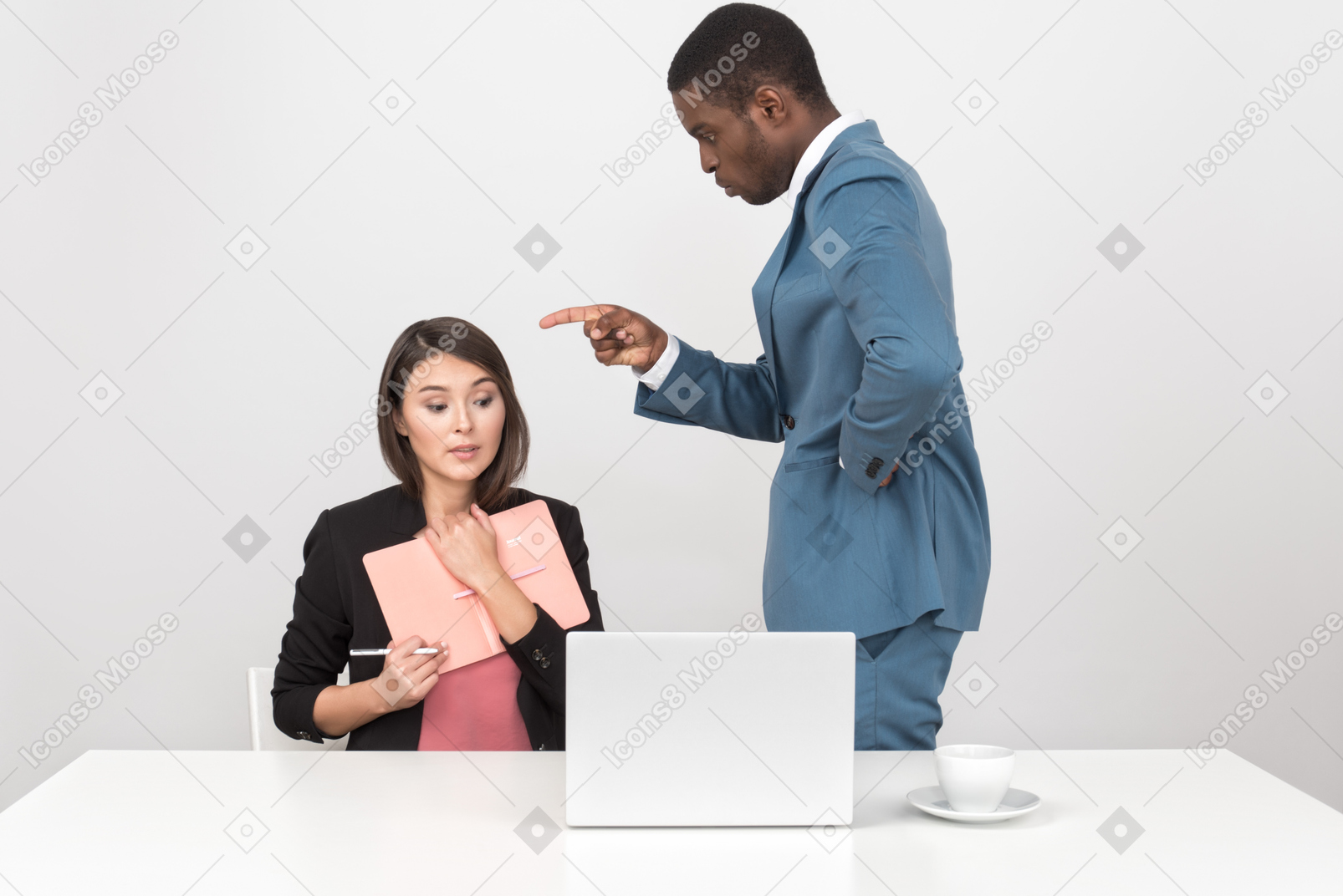 Boss is unsatisfied with employee's work and telling her off