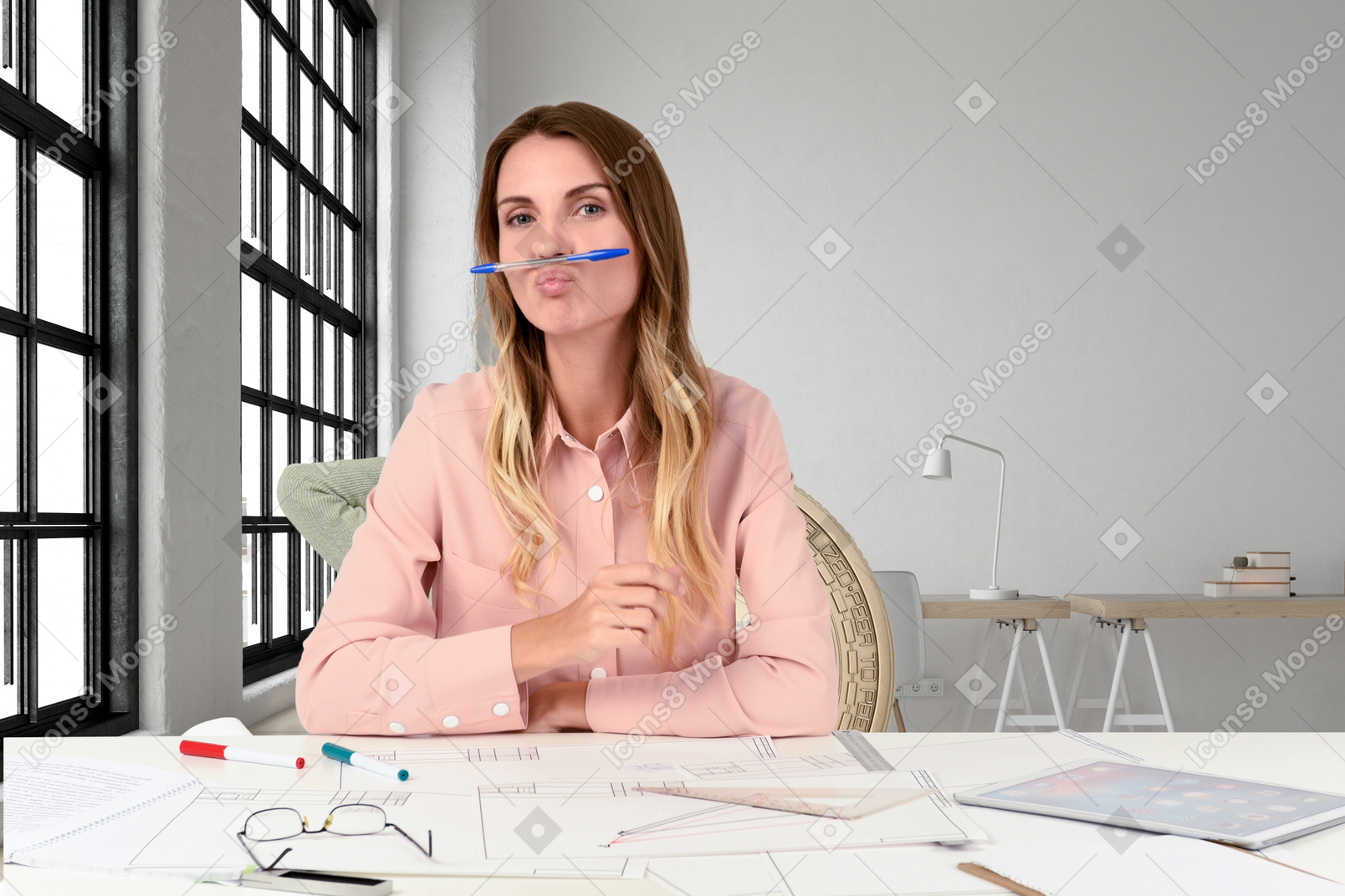 A woman in her office
