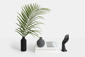 Vaso nero con ramo di palma
