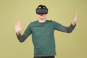 Young man exploring virtual reality