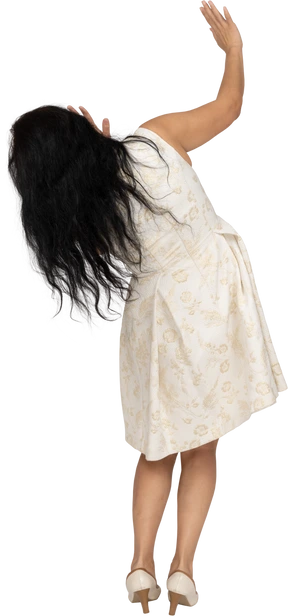 Woman in beautiful dress standing