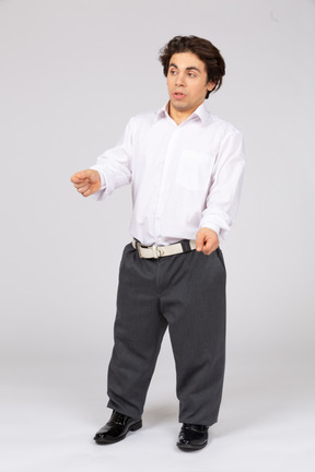 Young man talking and gesturing