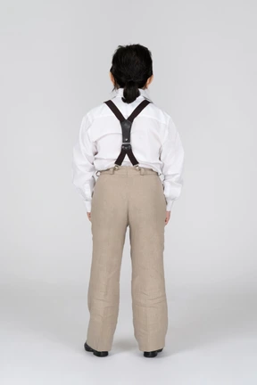 Back view of a middle-aged man with suspenders