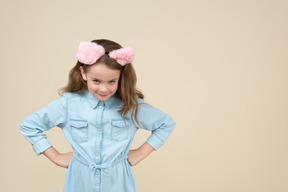 Cute little girl looking from under her eyebrows