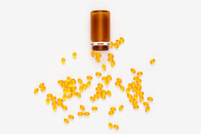 Brown plastic pill bottle