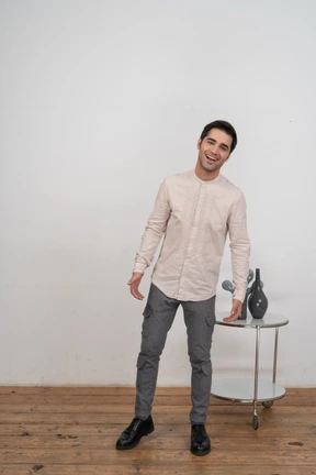 Front view of a happy man in casual clothes