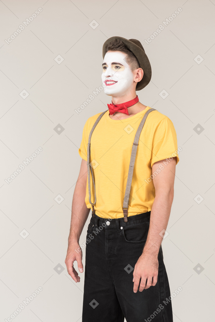 Male clown standing half sideways