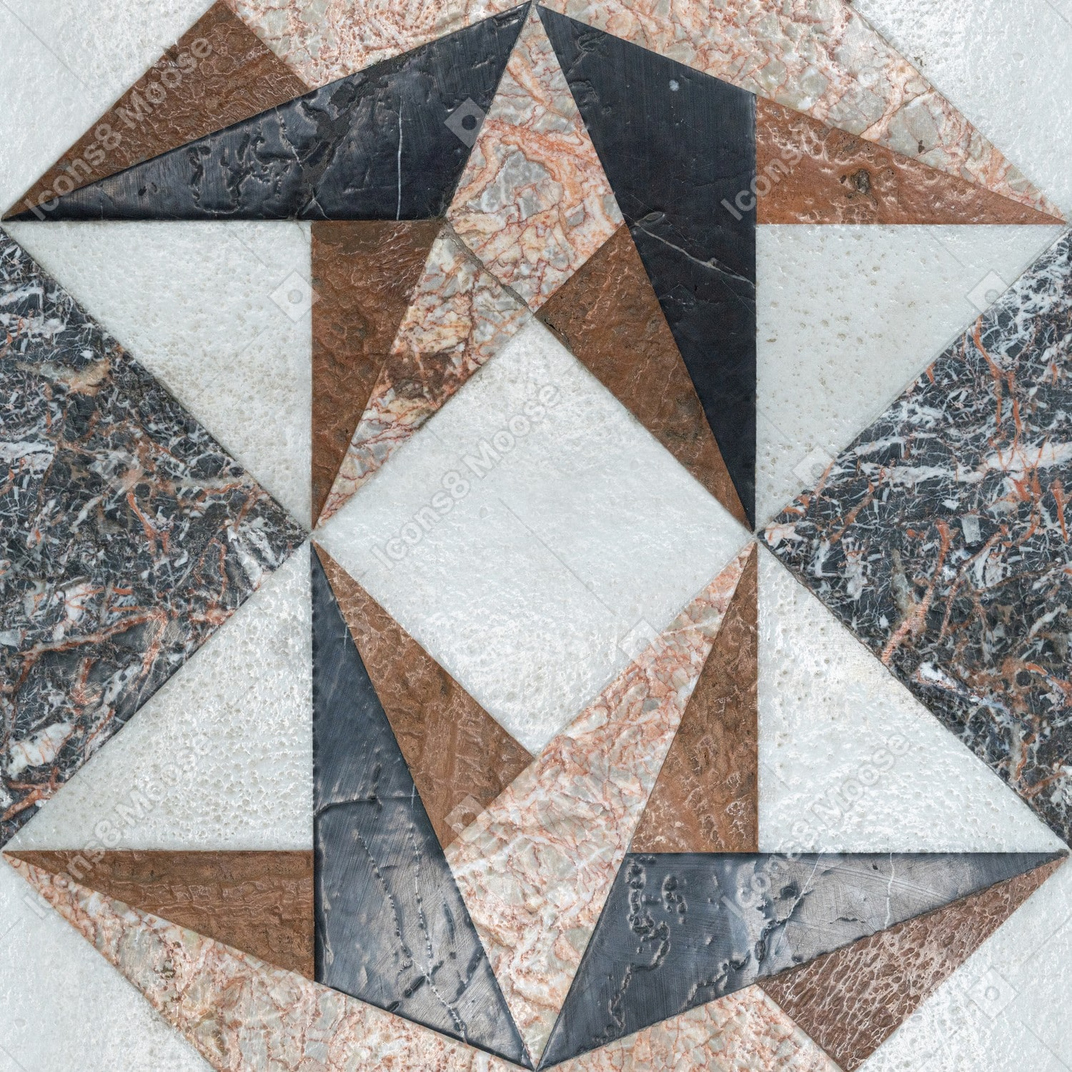 Floor made of granite and concrete triangles