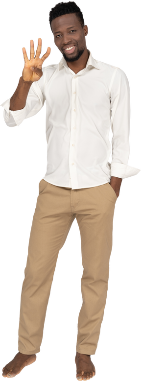 Man in white shirt standing