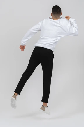 Young man jumping