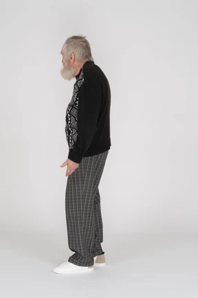Profile view of an elderly man looking aside