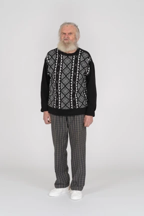 Front view of an old man looking angry