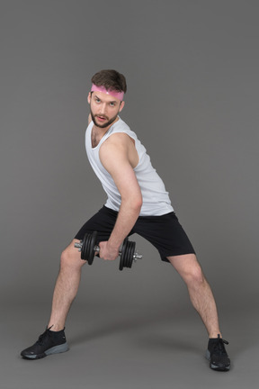 A young man at a workout