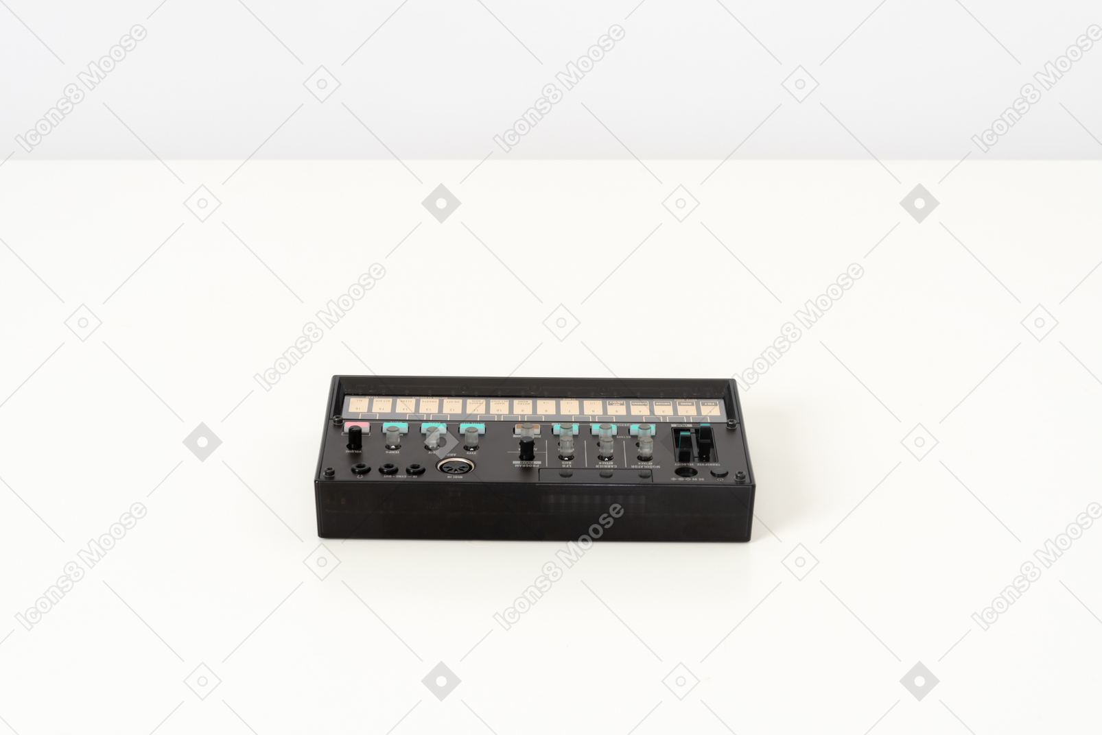 Black fm synthesizer on a white background