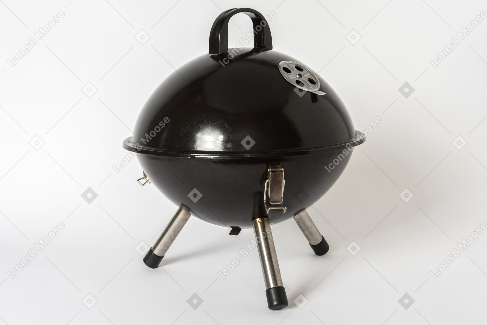 Closed black grill on white background