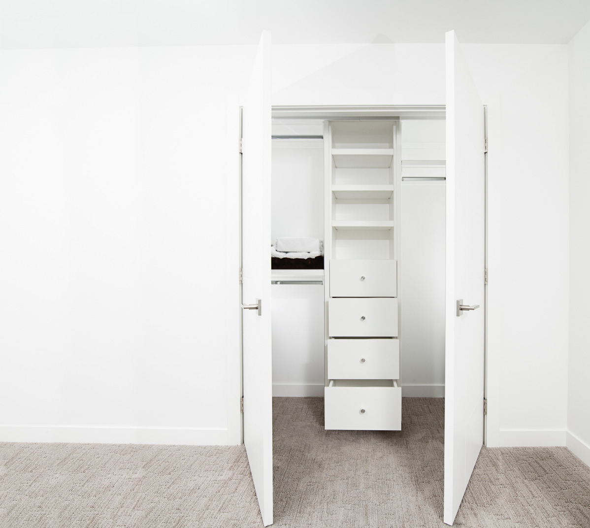 Background of white wardrobe in white room