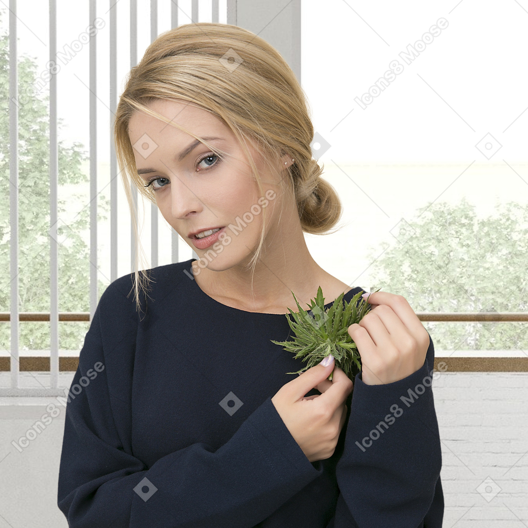 Woman with a plant