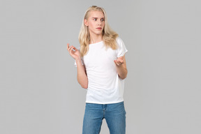 Beautiful young man with long blonde hair