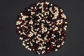 Multicolored beans shaped in a circle