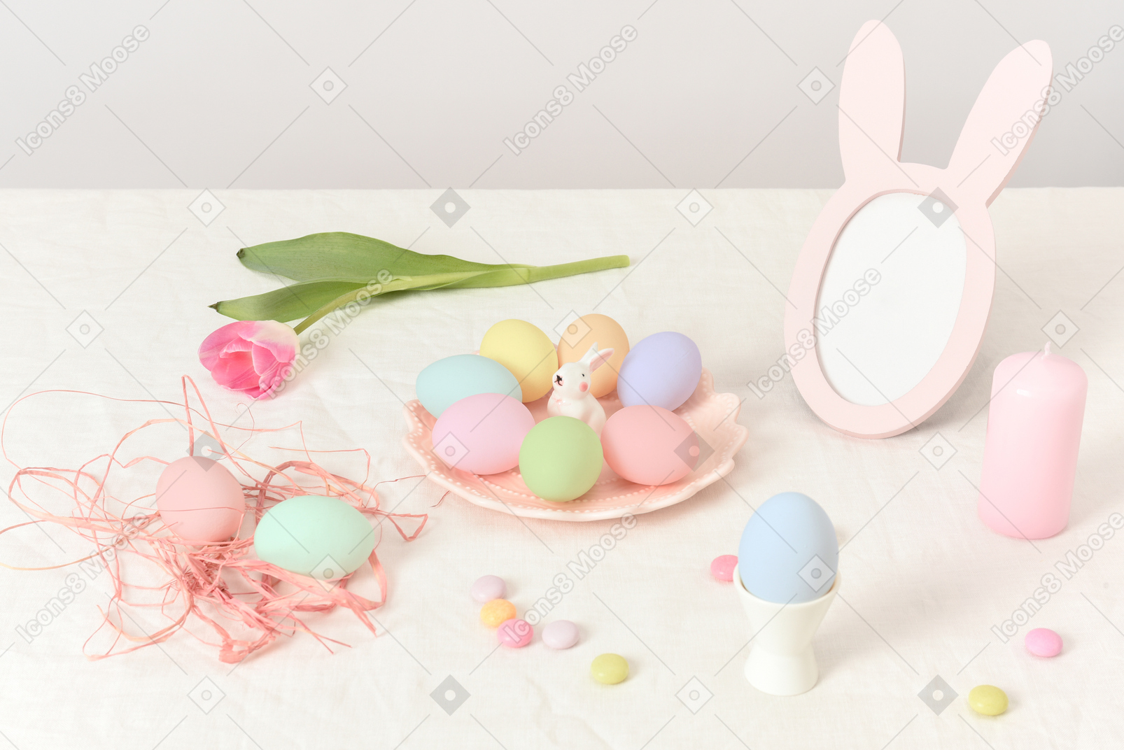 Colorful easter eggs and decorations