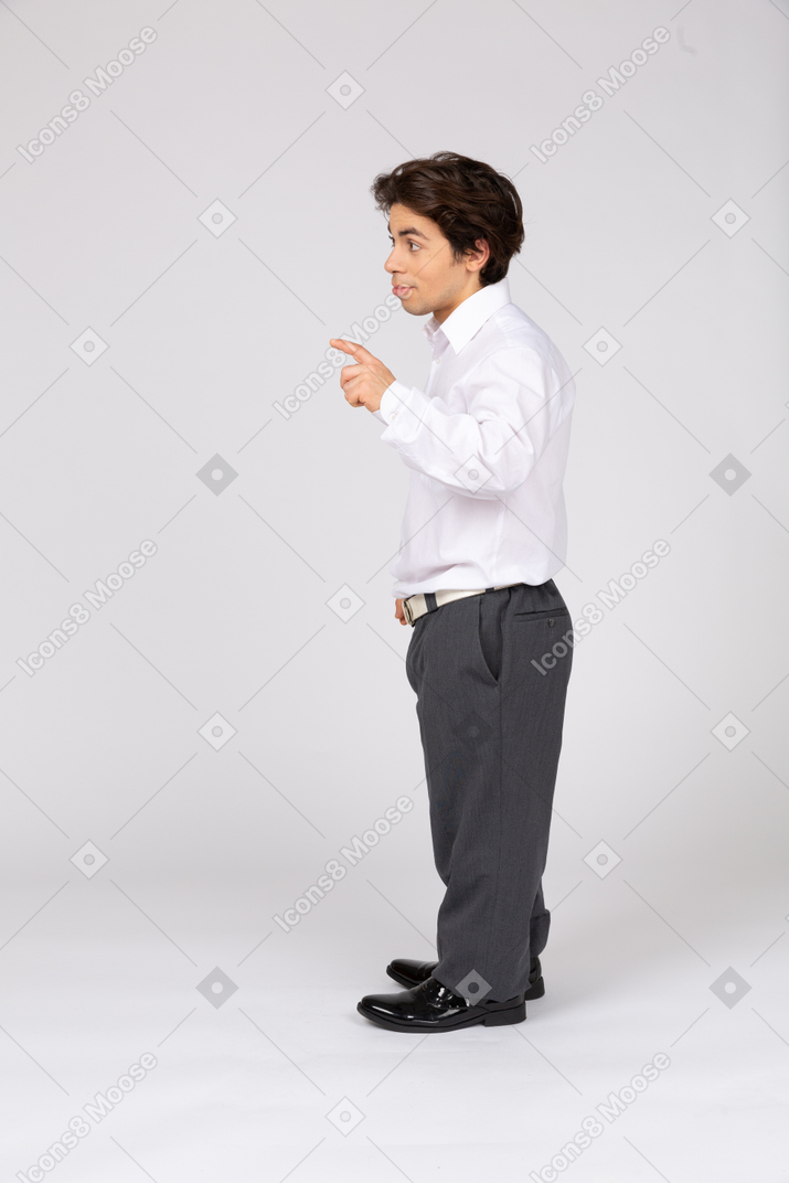Man showing small gesture