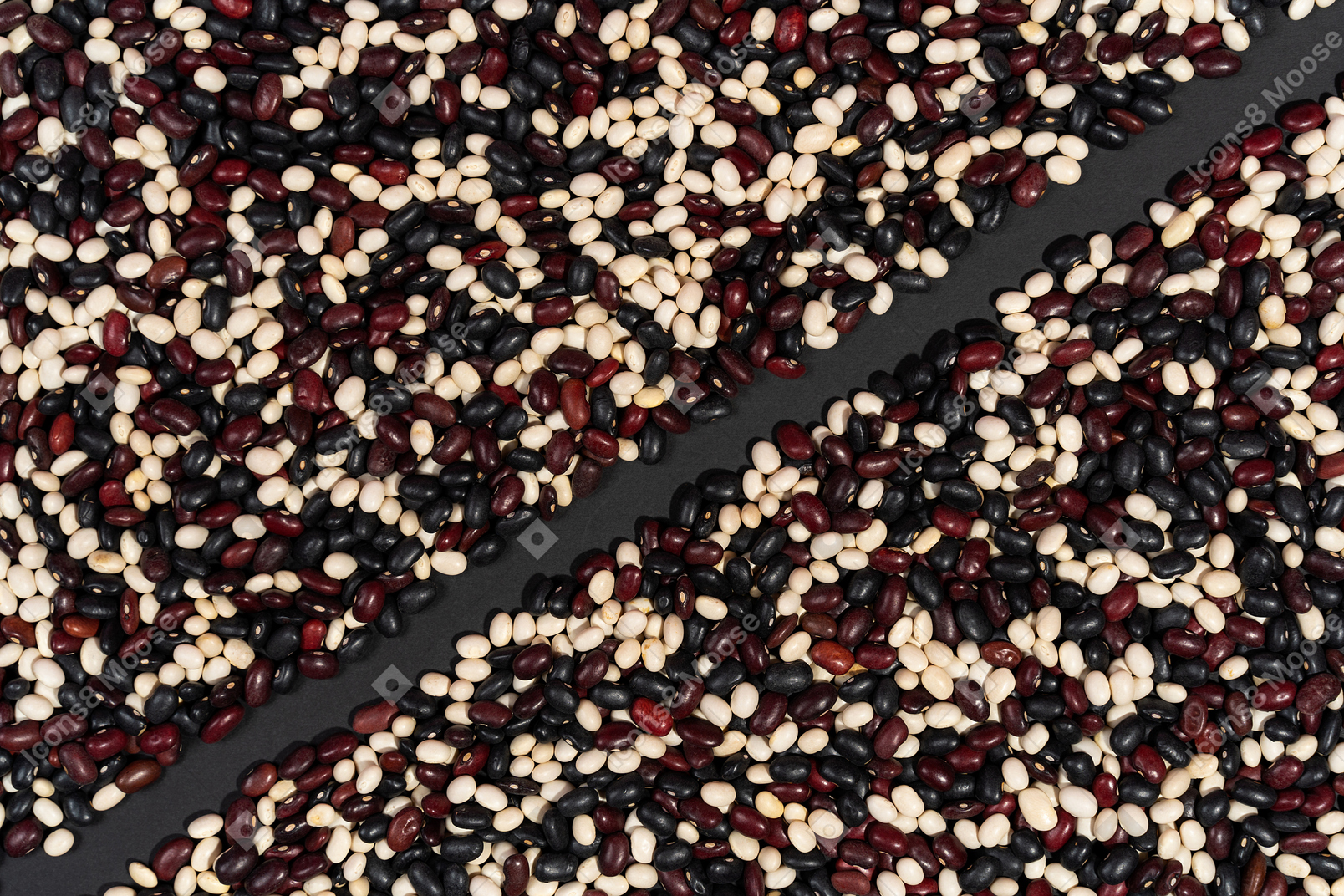 Black line between scatterings of beans