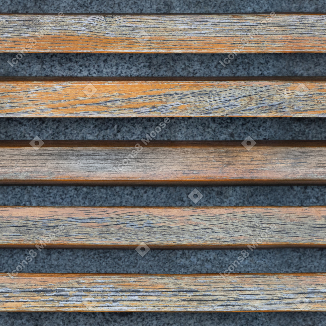 Planches de bois sur granit