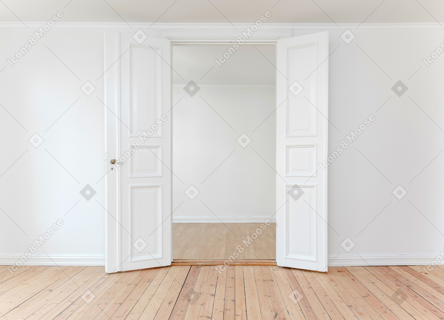 White wall and white door background