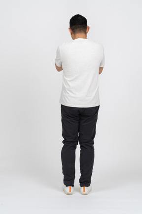 Back view of a man in casual clothes