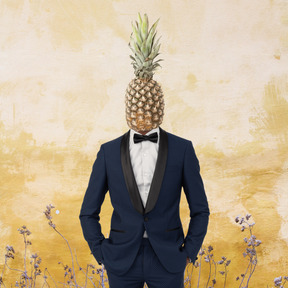 Geschäftsmann mit ananas statt kopf