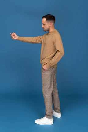 Man doing obscene gestures