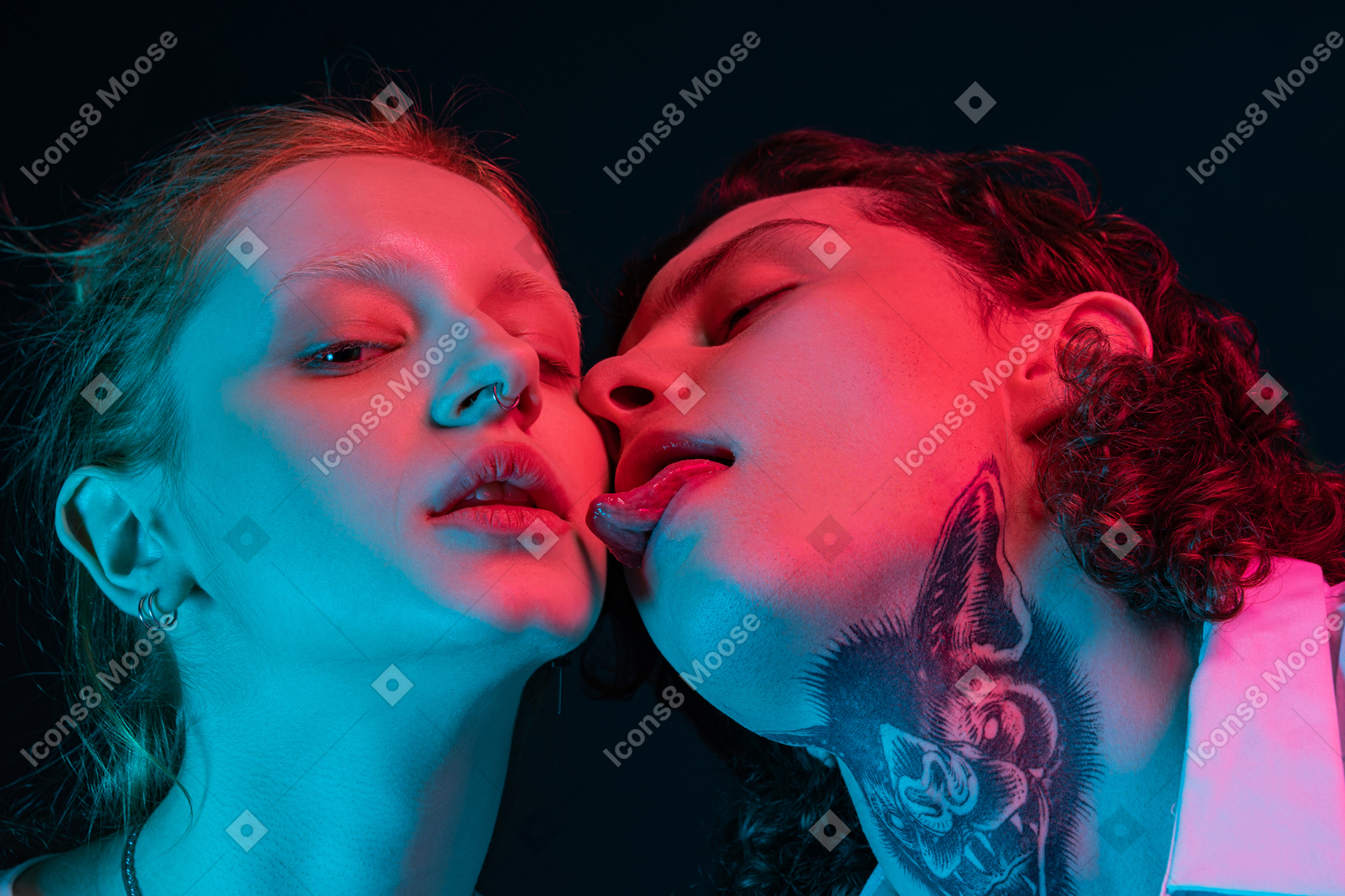 Close-up portrait of erotic couple