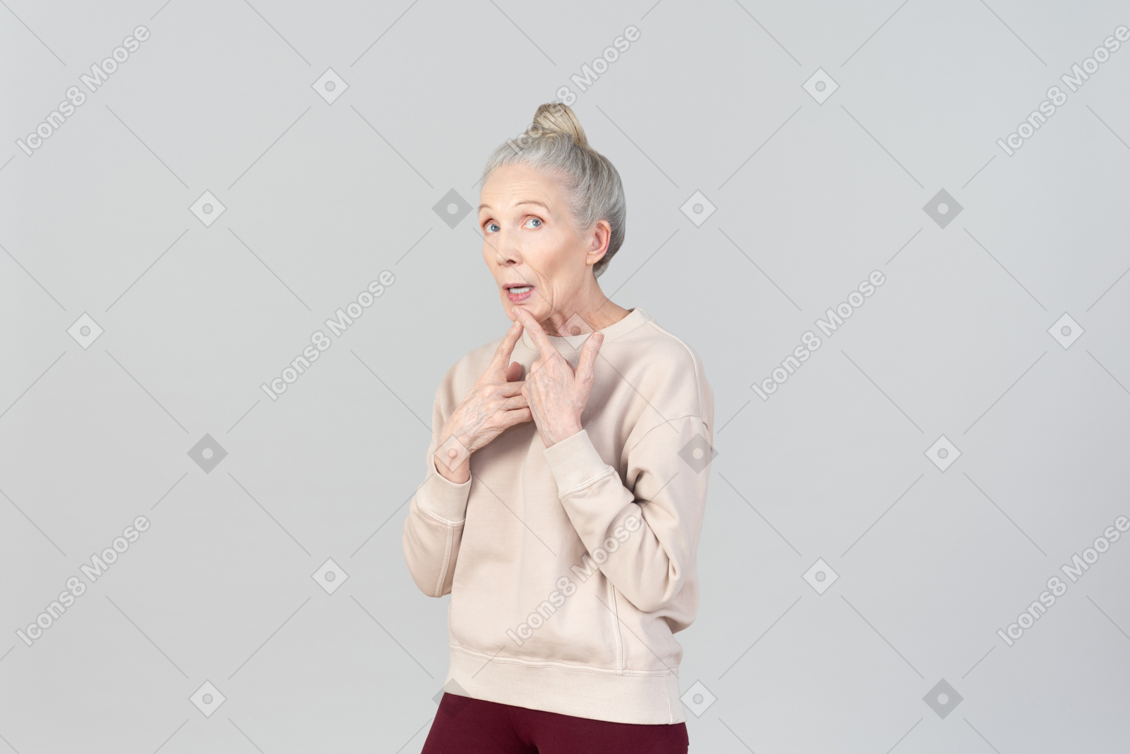 Old lady speaking and explaining